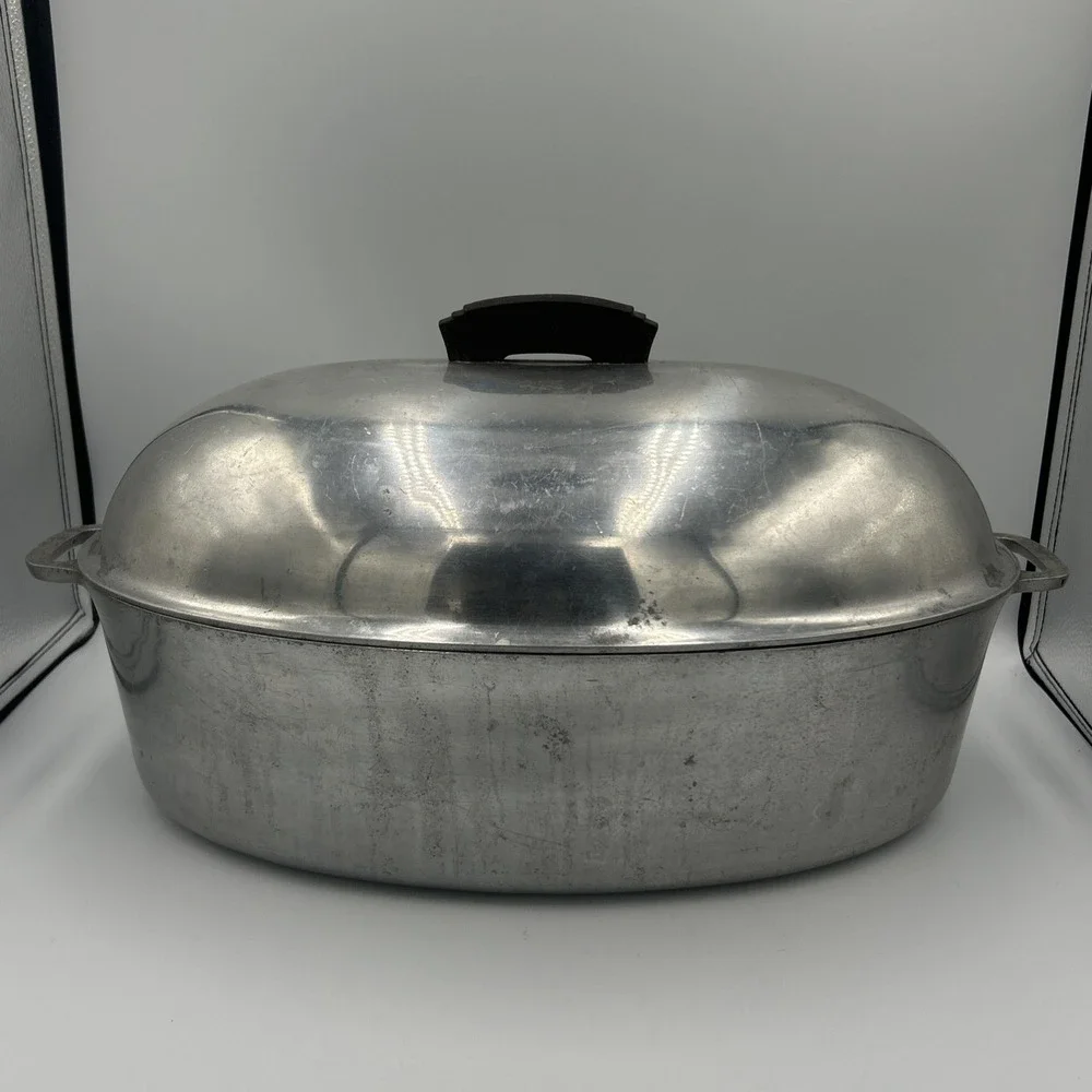 Vintage Majestic Cookware Heavy Cast Aluminum Oval Roaster Dutch Oven Lid 10 Qt